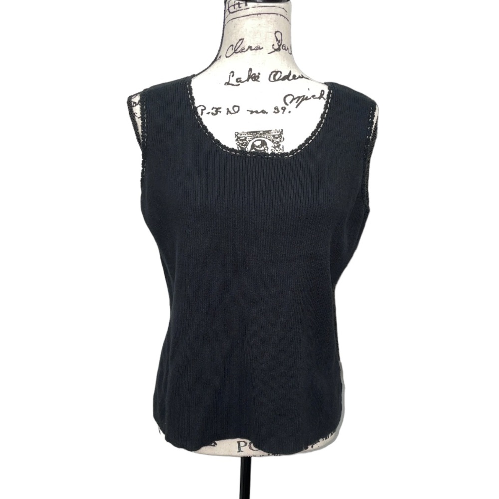 St. John’s Bay Women’s XL Black Ribbed Knit Tank Top 100% Cotton